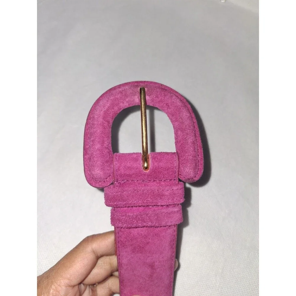 Vintage Women's Honors Accessories Genuine Suede Belt Small 80s 90s Hot Pink
